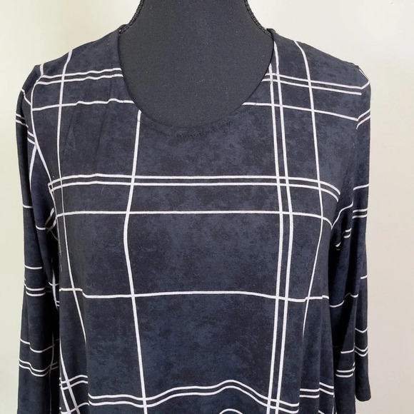 Alembika Windowpane Mineral Wash 3/4 Sleeve Pocket Tunic - Picture 5 of 14